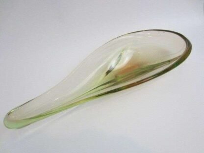 Large teardrop fruit bowl trinket dish pinks greens 60s handmade Czech or Murano - Image 7