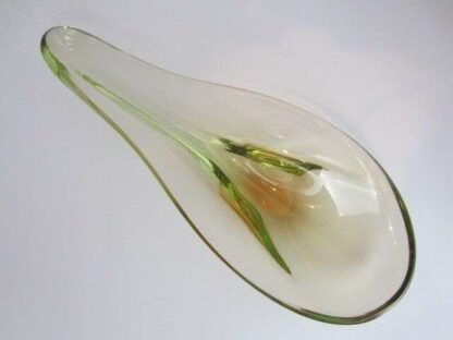 Large teardrop fruit bowl trinket dish pinks greens 60s handmade Czech or Murano - Image 8