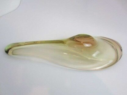 Large teardrop fruit bowl trinket dish pinks greens 60s handmade Czech or Murano - Image 9