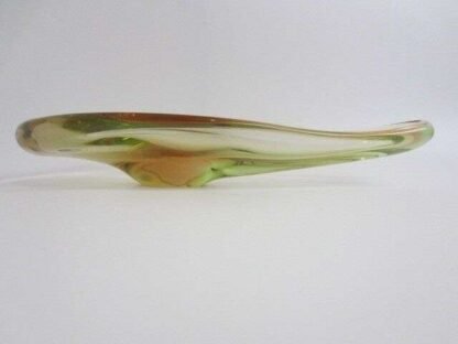 Large teardrop fruit bowl trinket dish pinks greens 60s handmade Czech or Murano - Image 10