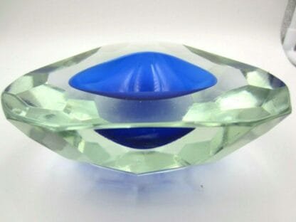 Mandruzzato Murano multi faceted triangle blue art glass geode bowl - Image 3