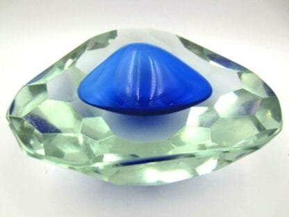 Mandruzzato Murano multi faceted triangle blue art glass geode bowl - Image 4