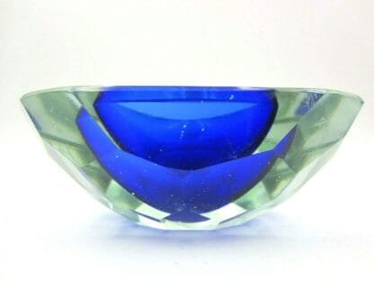 Mandruzzato Murano multi faceted triangle blue art glass geode bowl - Image 5