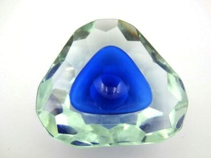 Mandruzzato Murano multi faceted triangle blue art glass geode bowl - Image 9