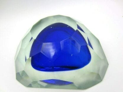 Mandruzzato Murano multi faceted triangle blue art glass geode bowl - Image 10