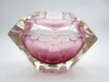 PINK Murano multi-faceted sommerso art glass bowl with label - Image 13