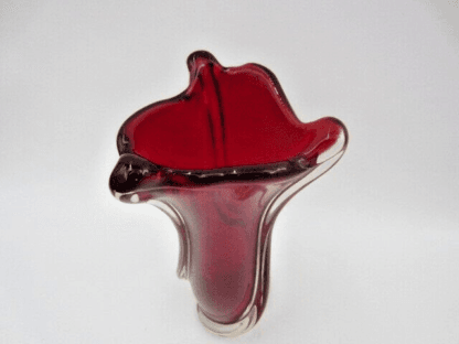 Vintage Murano twisted ribbed red art glass vase sommerso 60s - Image 7