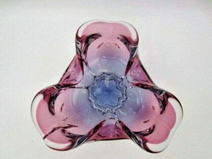 freeform Sommerso Chribska Purple & Pink art glass bowl dish - Image 3