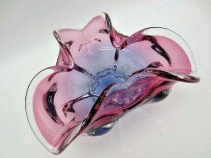 freeform Sommerso Chribska Purple & Pink art glass bowl dish - Image 4