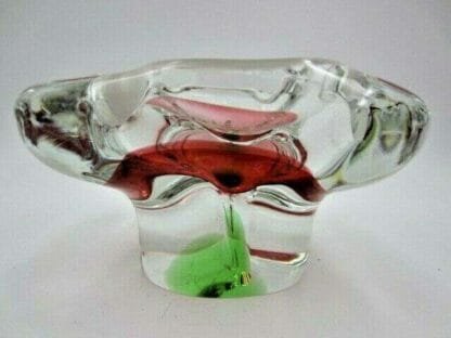 Pink Green White retro Chribska art glass ice cream bowl Josef Hospodka 60s - Image 3