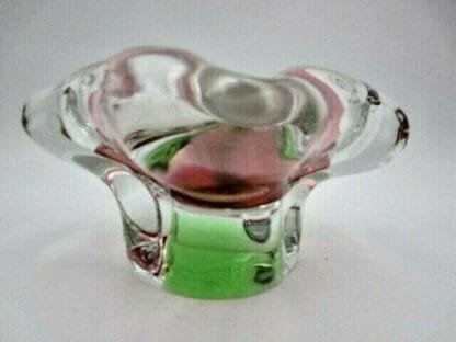 Pink Green White retro Chribska art glass ice cream bowl Josef Hospodka 60s - Image 4