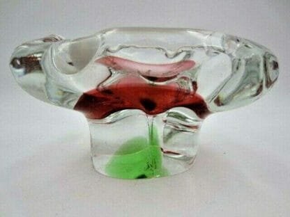 Pink Green White retro Chribska art glass ice cream bowl Josef Hospodka 60s - Image 8