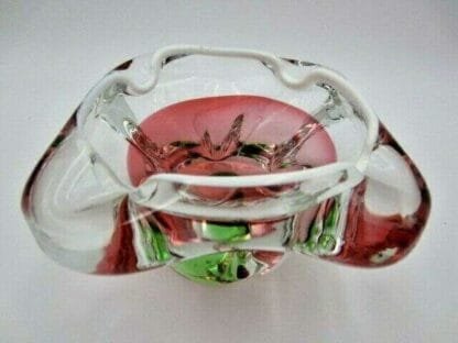 Pink Green White retro Chribska art glass ice cream bowl Josef Hospodka 60s - Image 10