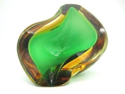 XL Murano Archimede Seguso space age sculpture Sommerso green amber glass geode - Image 11