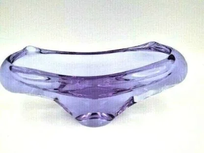 Alexandrite colour changing pink blue Murano art glass bowl oblong shape very retro - Image 4