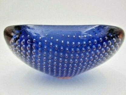 Galliano Ferro Murano sommerso blue & amber art glass bullicante bowl 60s RARE - Image 7