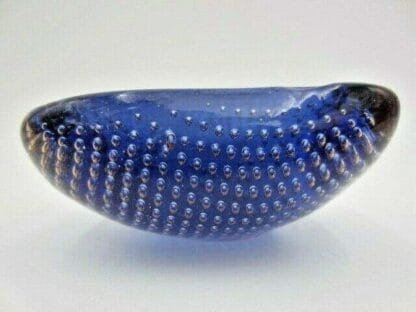 Galliano Ferro Murano sommerso blue & amber art glass bullicante bowl 60s RARE - Image 8