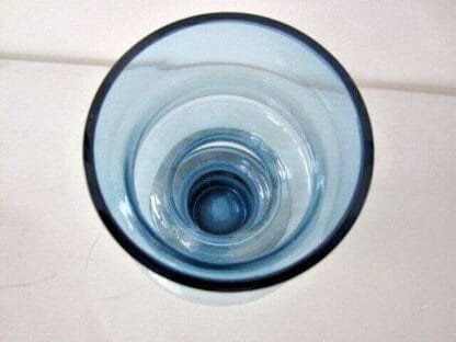 Mid Century blue Finnish hooped Glass Vase by Tamara Aladin for Riihimaen Lasi - Image 3