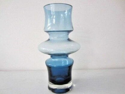 Mid Century blue Finnish hooped Glass Vase by Tamara Aladin for Riihimaen Lasi - Image 6