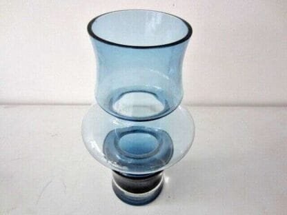 Mid Century blue Finnish hooped Glass Vase by Tamara Aladin for Riihimaen Lasi - Image 7