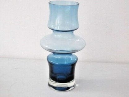 Mid Century blue Finnish hooped Glass Vase by Tamara Aladin for Riihimaen Lasi - Image 8