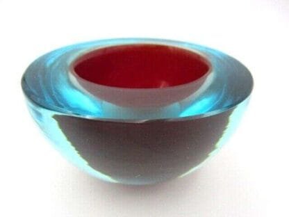 Poli Seguso era red and blue Murano sommerso art glass geode bowl - Image 5