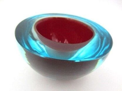 Poli Seguso era red and blue Murano sommerso art glass geode bowl - Image 6