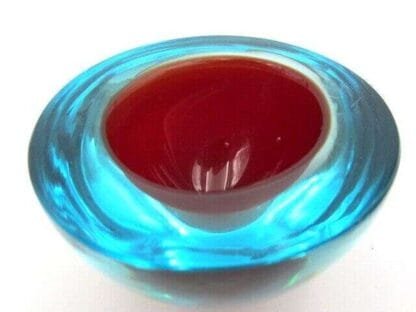 Poli Seguso era red and blue Murano sommerso art glass geode bowl - Image 8