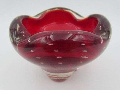 Red art glass vase heavy mid century modern 50s whitefriars - Image 3