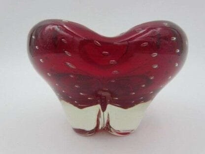 Red art glass vase heavy mid century modern 50s whitefriars - Image 4