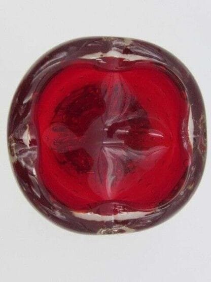 Red art glass vase heavy mid century modern 50s whitefriars - Image 5