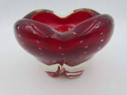 Red art glass vase heavy mid century modern 50s whitefriars