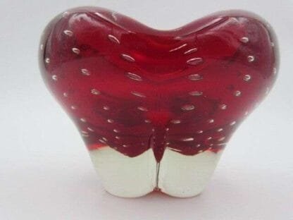 Red art glass vase heavy mid century modern 50s whitefriars - Image 6