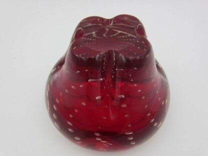 Red art glass vase heavy mid century modern 50s whitefriars - Image 7