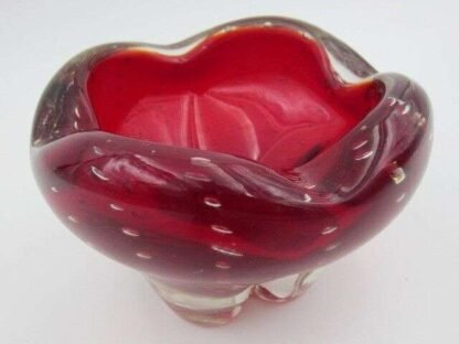 Red art glass vase heavy mid century modern 50s whitefriars - Wilburs ...