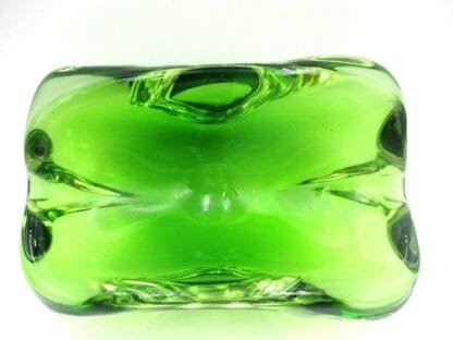 Vibrant lime green Murano sommerso quality art glass bowl candy dish - Image 6