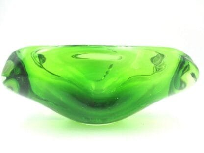 Vibrant lime green Murano sommerso quality art glass bowl candy dish - Image 7