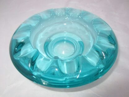 1960s Adolf Matura turquoise glass dish//bowl, Czech Rosice Libochovice 983 - Image 3