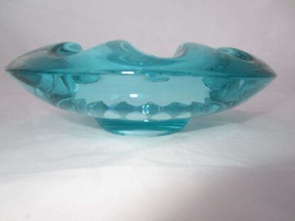 1960s Adolf Matura turquoise glass dish//bowl, Czech Rosice Libochovice 983 - Image 4