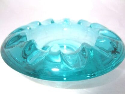 1960s Adolf Matura turquoise glass dish//bowl, Czech Rosice Libochovice 983 - Image 5