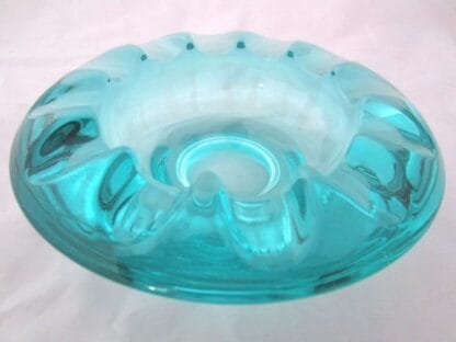 1960s Adolf Matura turquoise glass dish//bowl, Czech Rosice Libochovice 983