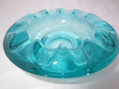 1960s Adolf Matura turquoise glass dish//bowl, Czech Rosice Libochovice 983 - Image 7