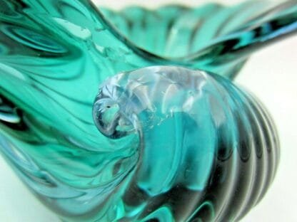 Barbini Aqua & Blue Italian Murano Sommerso Art Glass Conch Shell bowl RARE FIND - Image 12