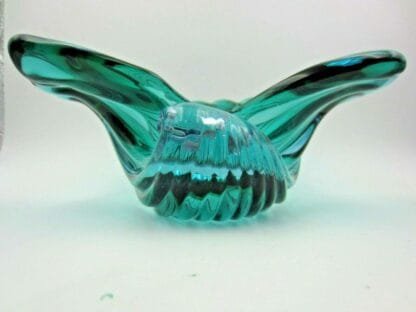 Barbini Aqua & Blue Italian Murano Sommerso Art Glass Conch Shell bowl RARE FIND - Image 8