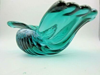 Barbini Aqua & Blue Italian Murano Sommerso Art Glass Conch Shell bowl RARE FIND - Image 9