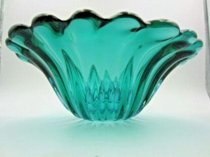 Barbini Aqua & Blue Italian Murano Sommerso Art Glass Conch Shell bowl RARE FIND - Image 10