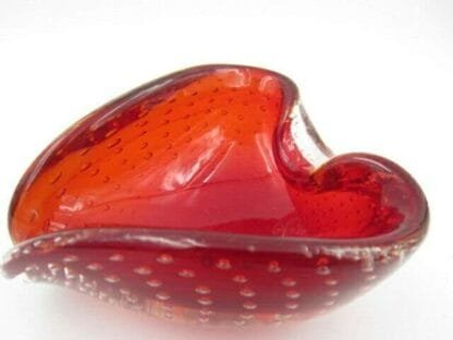 Love heart shape Murano art glass sommerso bubble bowl Poli Seguso era - Image 3