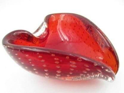 Love heart shape Murano art glass sommerso bubble bowl Poli Seguso era - Image 4