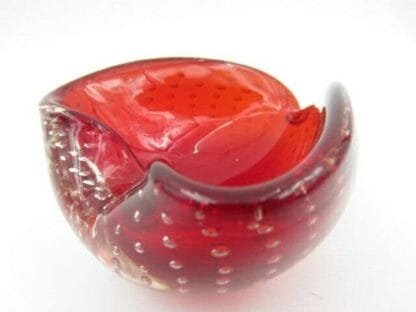 Love heart shape Murano art glass sommerso bubble bowl Poli Seguso era - Image 5