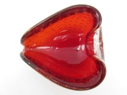 Love heart shape Murano art glass sommerso bubble bowl Poli Seguso era - Image 9